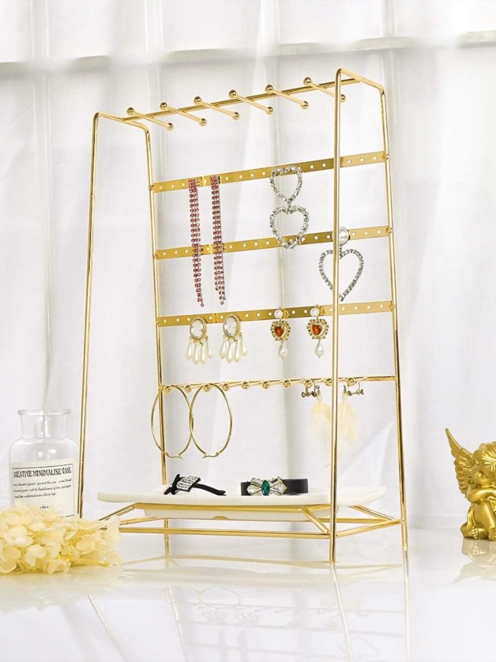 Jewelry Stand Holder Organizer with Tray, Jewelry Hanger Display Storage